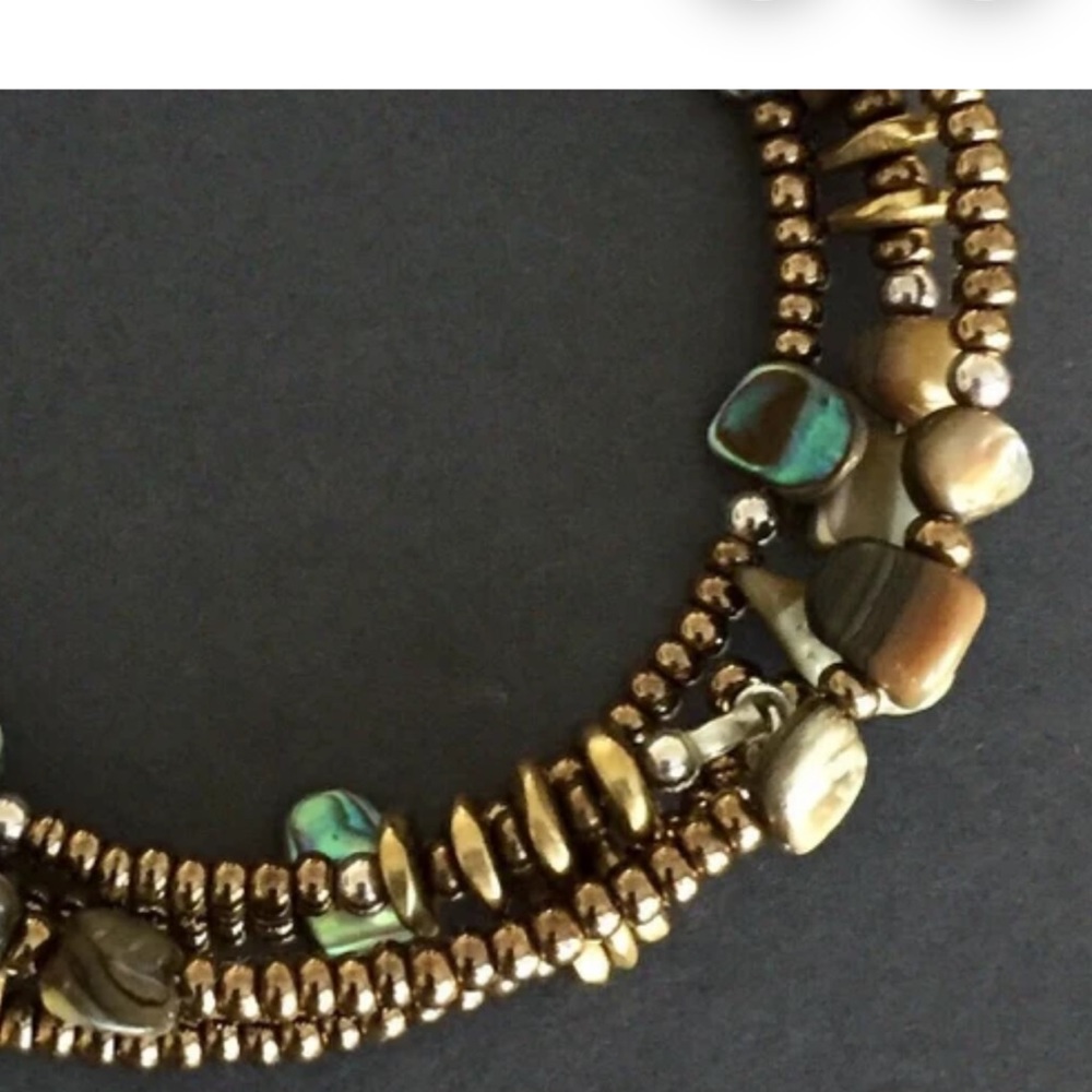 Silpada Sterling Sllver Bronze Brass Abalone Shell Glass Seed Bead Wrap Bracelet - Picture 3 of 6